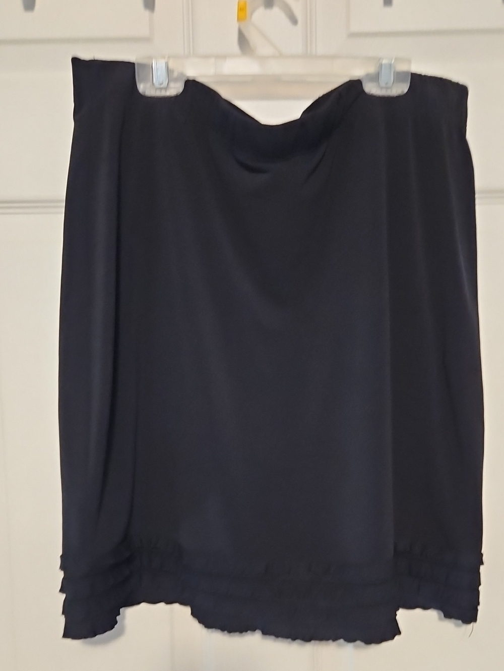 Max Studio Black Midi Skirt with Subtle Ruffle Hem
